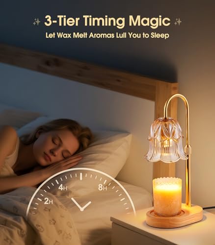 Electric Candle Warmer Lamp with Timer & Adjustable Height for Jar Candles