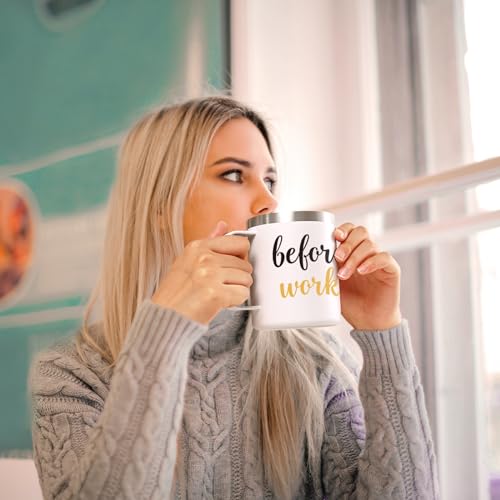Gtmileo Insulated Coffee Mug & Wine Tumbler Gift Set - White & Gold, 12oz, Office Christmas Gifts for Coworkers & Bosses