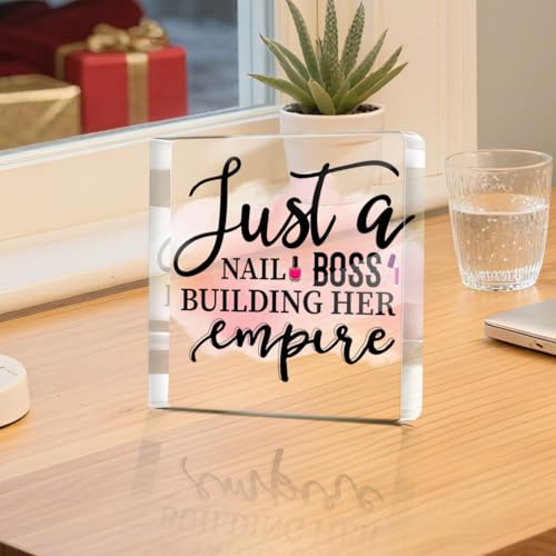 Boss 0604 Nail Tech Gifts for Women - Funny Lady Boss Acrylic Sign 4x4