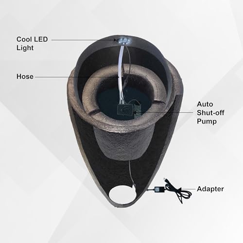 26-Inch Modern Sphere Water Fountain with LED Lights for Indoor & Outdoor