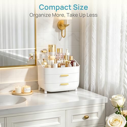 Vtopmart 3-Tier Makeup & Skincare Organizer with Drawers, White - No Lid