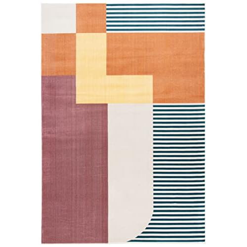 SAFAVIEH Orwell Collection Accent Rug - 2'2" x 5', Rust & Yellow, Mid-Century Modern Abstract Design, Non-Shedding & Easy Care, Ideal for High Traffic Areas in Entryway, Living Room, Bedroom (ORW368P)
