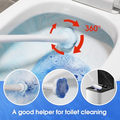 Disposable Toilet Bowl Cleaner Wand Set with 40 Refill Heads & Caddy