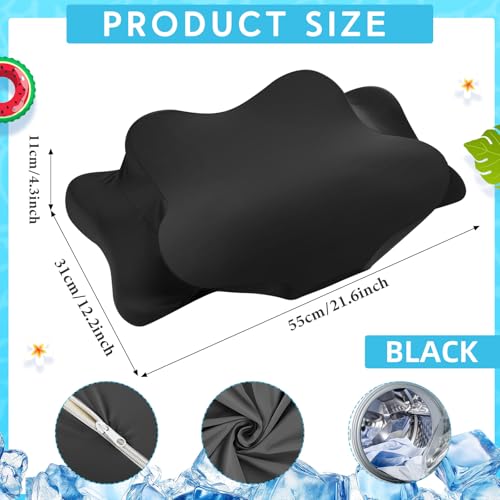 Cooling Cervical Neck Pillowcase, Breathable Satin Zipper Cover for Ergonomic Pillows
