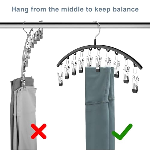 Leggings Organizer for Closet 2-Pack Metal Yoga Pants Hangers with 20 Clips