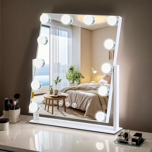 ZBOCAI 13'' x 11'' Lighted Makeup Mirror with 12 Dimmable Bulbs & 3 Color Modes
