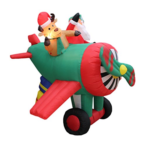 6 Ft Inflatable Flying Santa Claus with Airplane | Christmas Yard Decor