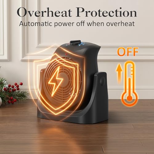 2-in-1 Portable Space Heater and Desk Fan Combo for Home Office
