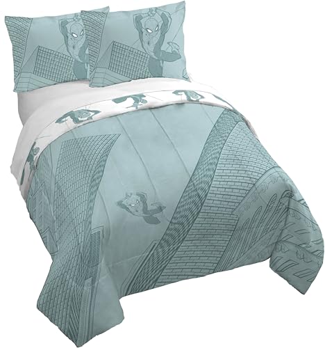 Green Spiderman Kids Duvet Cover Set King - Ultra-Soft Bedding with Sham & Pillowcases