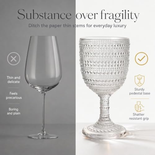 Lumina Stemmed Wine Glasses, 9oz Elegant Beverage Goblets - Set of 4
