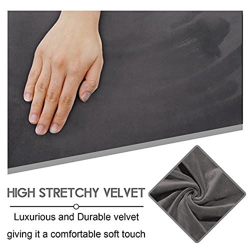 2-Seater Reclining Loveseat Cover - Velvet Stretch Slipcover, Dark Grey