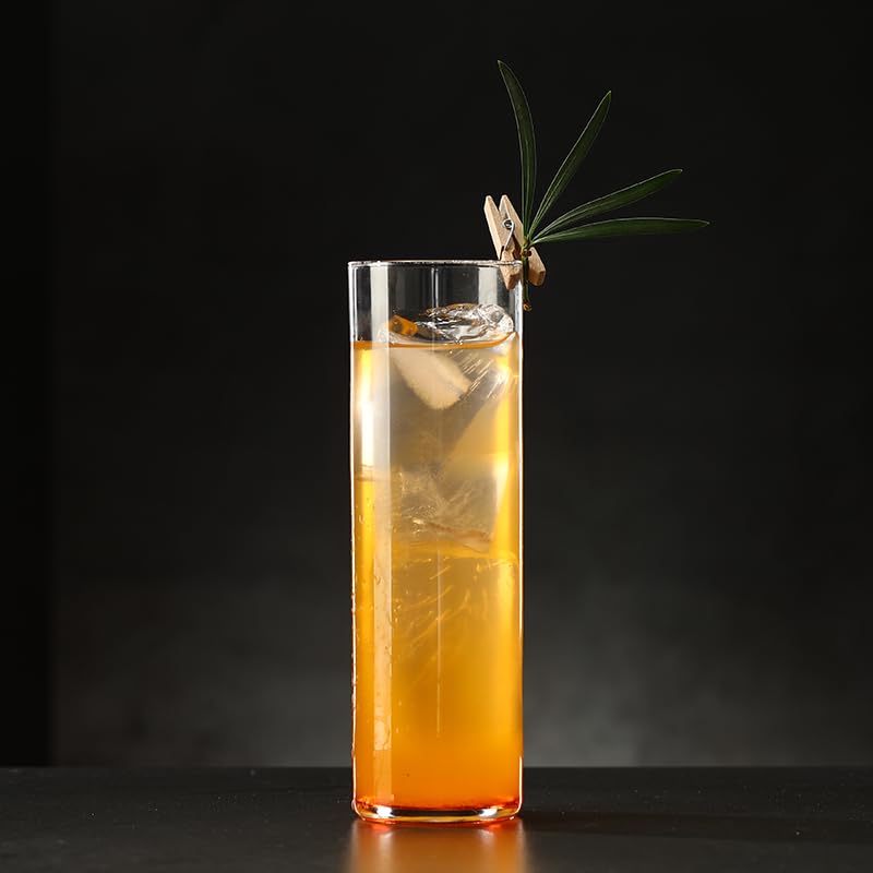 Cocktail Geek 6pcs 12oz Collins Glass Set - Clear Tall Drinking Glasses for Cocktails & Beverages