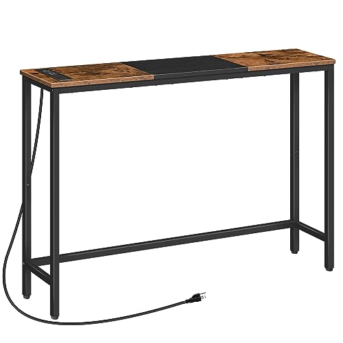 Narrow Console Table with Power Outlets, 45-Inch Slim Sofa Table