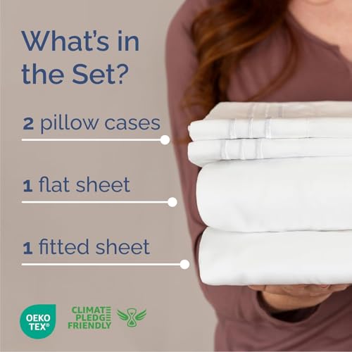 CGK Unlimited Queen Size 4-Piece Cooling Bed Sheet Set - White