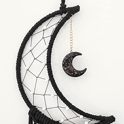 Black Moon Dream Catcher Macrame Wall Hanging Boho Home Decor Ornament