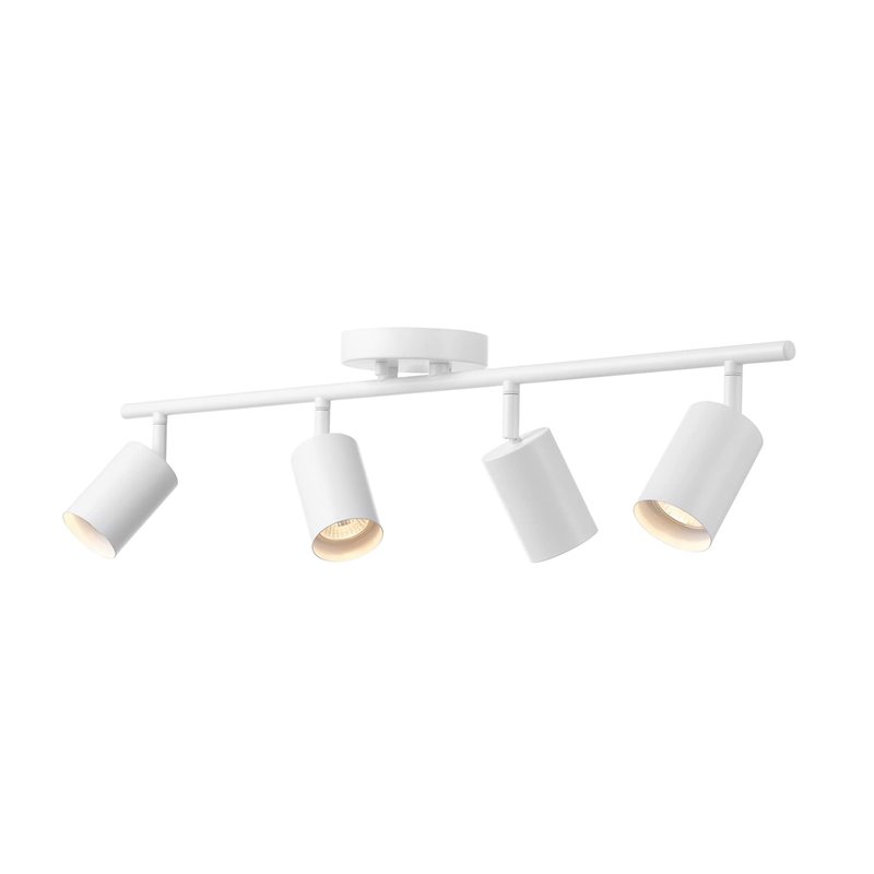 Globe Electric 57011 4-Light Track Lighting, Matte White Finish, Adjustable Cylindrical Heads, GU10 Base, Dimmable, Modern Low-Profile Design