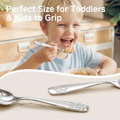 6-Piece Toddler Utensils Set Stainless Steel Dump Truck Silverware