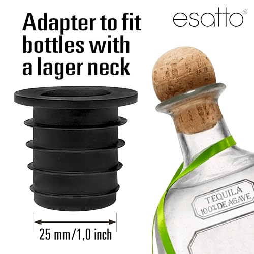 Esatto Liquor Pourer Adapters 6 Pack for Oversized Bottles - Fits Wide-Neck Spirit Handles