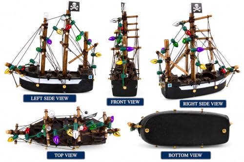 Wowser 3.75-Inch Pirate Ship Christmas Ornament with Mini Lights
