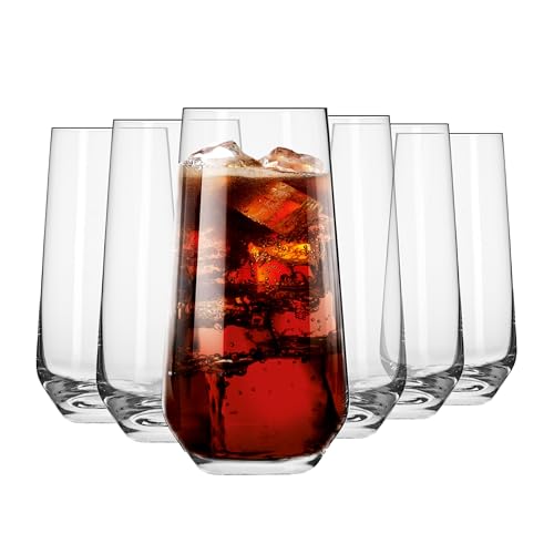 Krosno Splendour Collection Water Glasses Set of 6 - 16.2 oz Durable Crystalline Glass