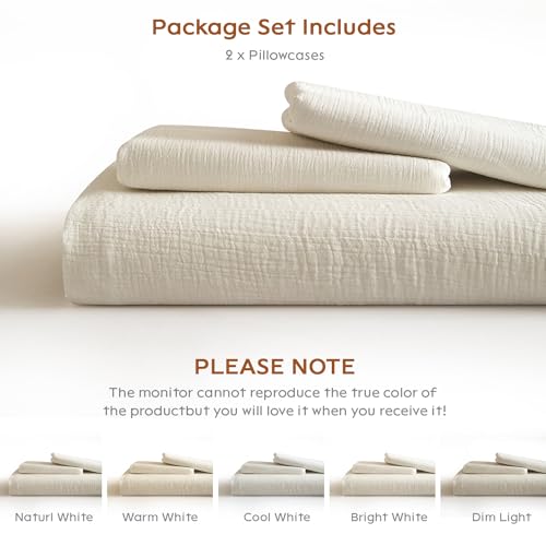 2-Pack Muslin Cotton Pillowcases, Standard Size 20x26 Inch Envelope Closure