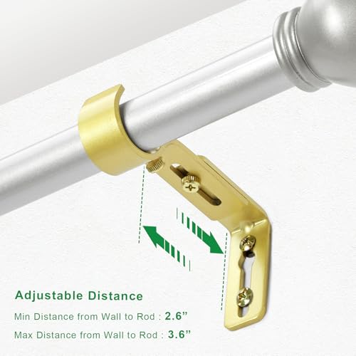 Adjustable Curtain Rod Brackets - Heavy Duty Metal Holders, 3-Pack