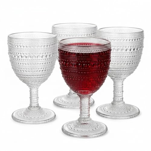 Lumina Stemmed Wine Glasses, 9oz Elegant Beverage Goblets - Set of 4