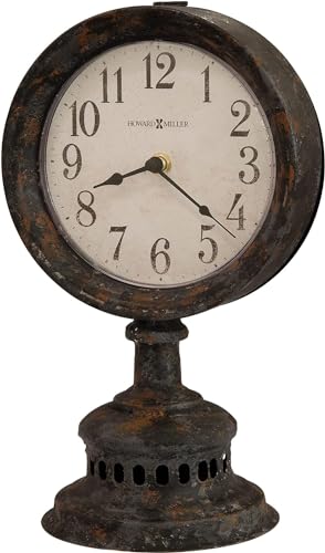 Vintage Mantel Clock, Black Metal Table Clock with Silent Quartz Movement