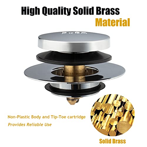 Universal Bathtub Drain Stopper and Cover - Chrome Plated Solid Brass