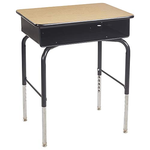 Adjustable Open Front Student Desk with Metal Storage Book Box