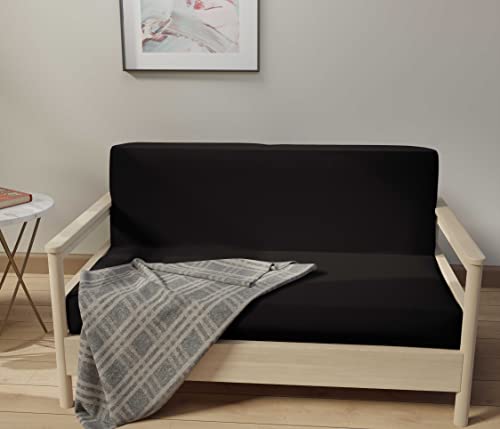 Full Size Futon Cover - 100% Cotton Slipcover, Black