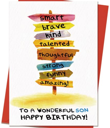 Birthday Greeting Card for Son from Parents with Envelope and Sticker