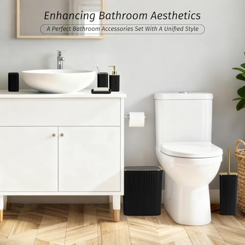 21-Piece Complete Bathroom Accessory Set in Black with Shower Curtain & Rugs
