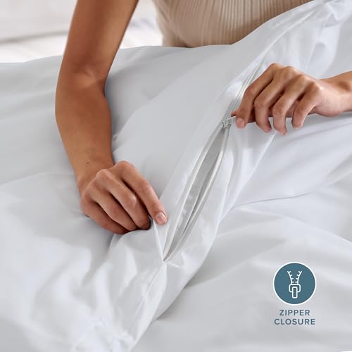 Ultra-Soft Queen Duvet Cover Set - Breathable 3-Piece Bedding (White)