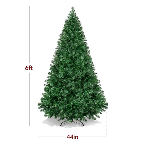 6ft Unlit Artificial Christmas Tree - Dense Hinged Pine Tree with Stand