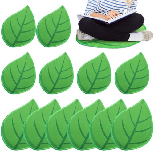 12 Pcs Leaf-Shaped Classroom Rugs for Kids Non-Slip Floor Seating Spots