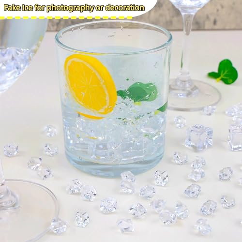Clear Acrylic Fake Ice Cubes - 500 Pcs Irregular Gems for Vase Fillers & Decor