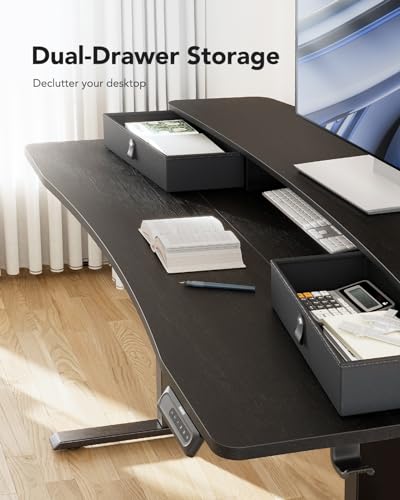 48" x 24" Electric Standing Desk with Drawers, Height Adjustable Desk