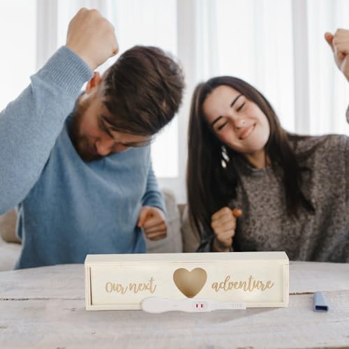 Wooden Pregnancy Test Keepsake Box - White Baby Reveal Announcement Gift