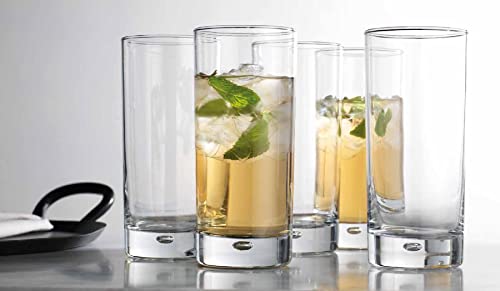 Highball Glasses Set of 4, 17 oz Drinking Glasses with Bubble Base, Red Series