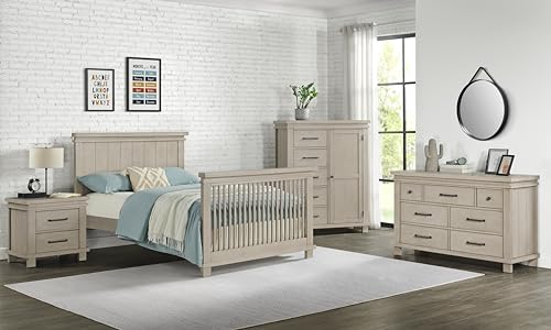 2-Drawer Nursery Nightstand with Soft-Close Glides, Stone Wash Finish