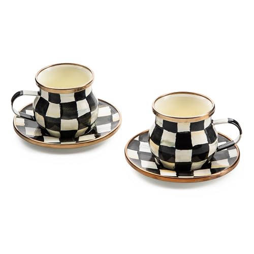 MacKenzie-Childs Courtly Check Espresso Cup & Saucer Set - Black & White