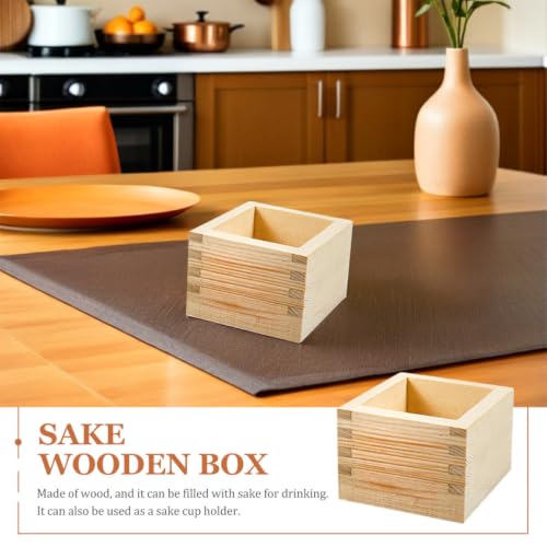 Japanese Wooden Sake Cup Holder Square 3.14in for Sushi Tea Home Decor Gift