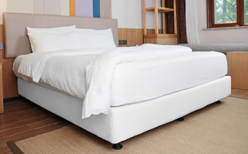 Queen Box Spring Cover - Stretch Jersey Knit Bed Skirt Alternative, White