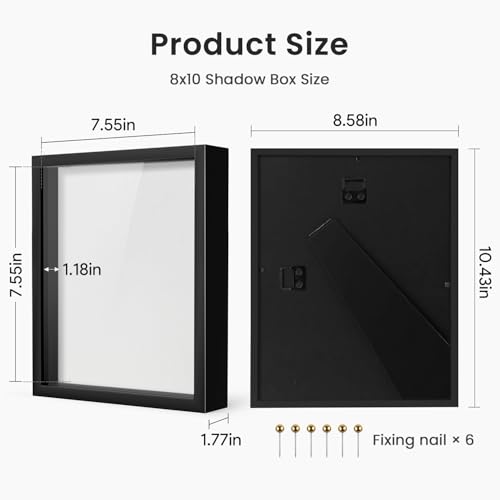 8x10 Shadow Box Display Frame with Linen Backboard and Pushpins