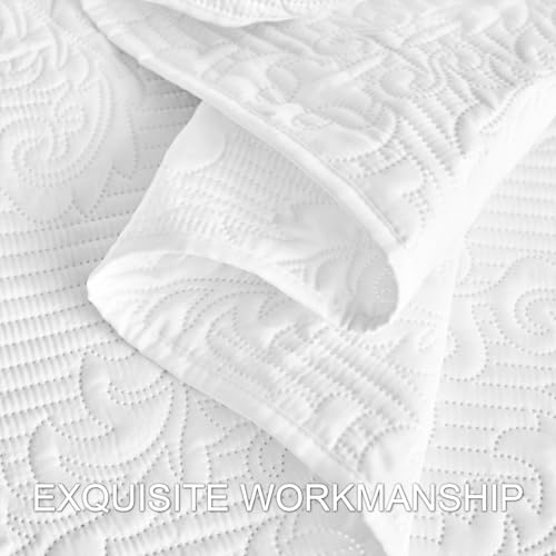 Hansleep White Queen Quilt Set - Soft Lightweight Bedspread Coverlet 3-Piece