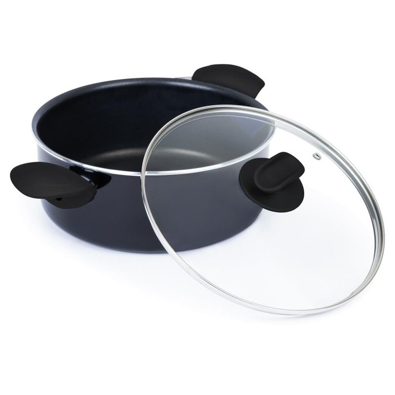YBM Home Classic Nonstick Kitchen Stockpot, Covered, Stay-Cool Handles, Soup Pot, Cooking Pot, Oven Broiler Safe 350F, Compatible Induction and All Cooktops, Dishwasher Safe, 6.75 Quart, Black