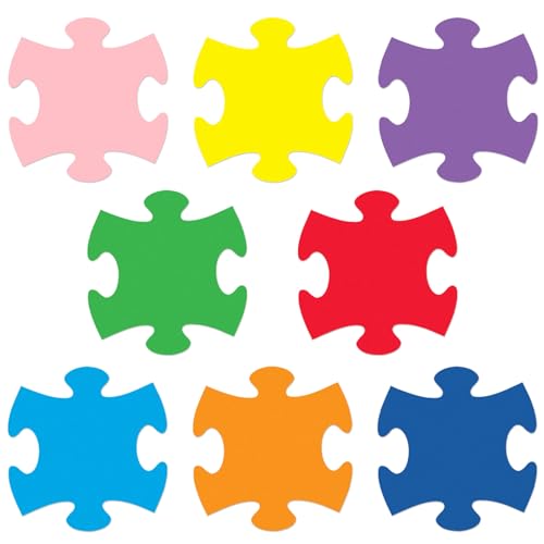 200 Pcs Colorful Puzzle Piece Cutouts, 4-Inch Cardstock Paper Shapes