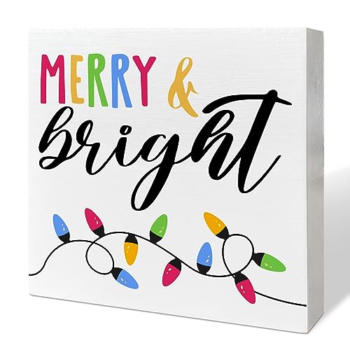 RJYMK A10 Christmas Wooden Table Sign Holiday Decor 5x5 Inches