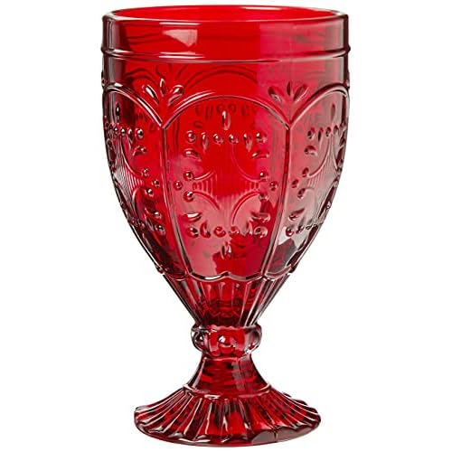 Fitz and Floyd Trestle Glassware Ornate Goblets, 4 Count (Pack of 1), Red